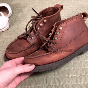 Genuine leather lace up boots